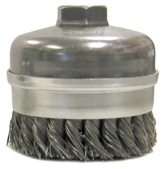 Picture of 4" Single Row Knot Wire Cup Brush, Banded, .023" Steel Fill, 5/8"-11 UNC Nut