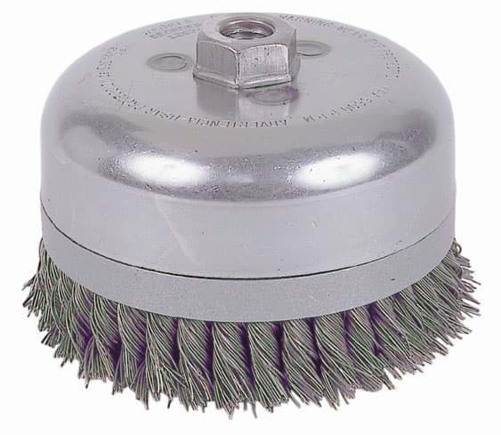 Picture of 6" Double Row Knot Wire Cup, Banded, .023" Steel Fill, 5/8"-11 UNC Nut