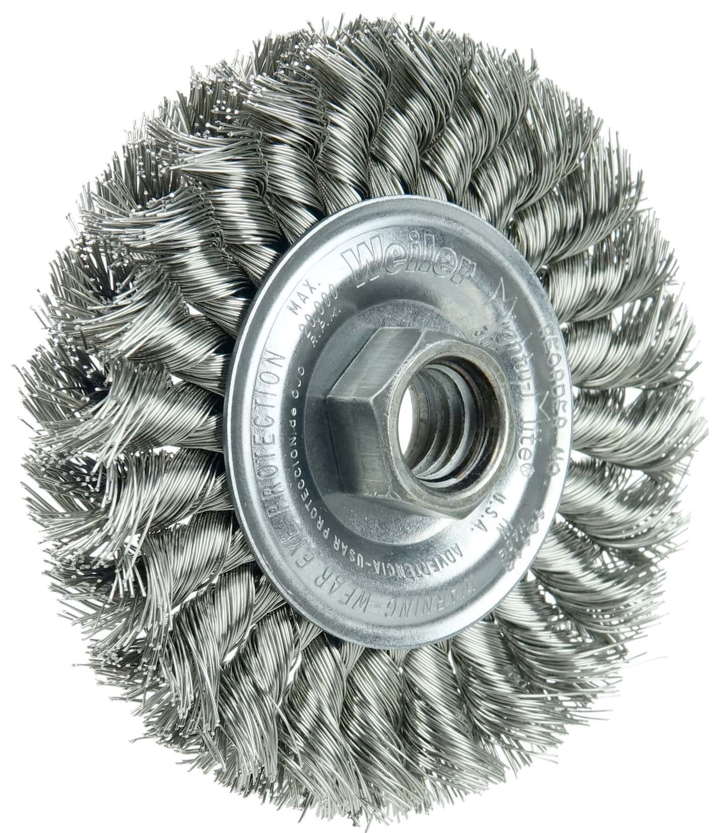 Standard Twist Knot Wire Wheel, 8 In D X 5/8 In W, .023 In Steel Wire, 6,000 Rpm