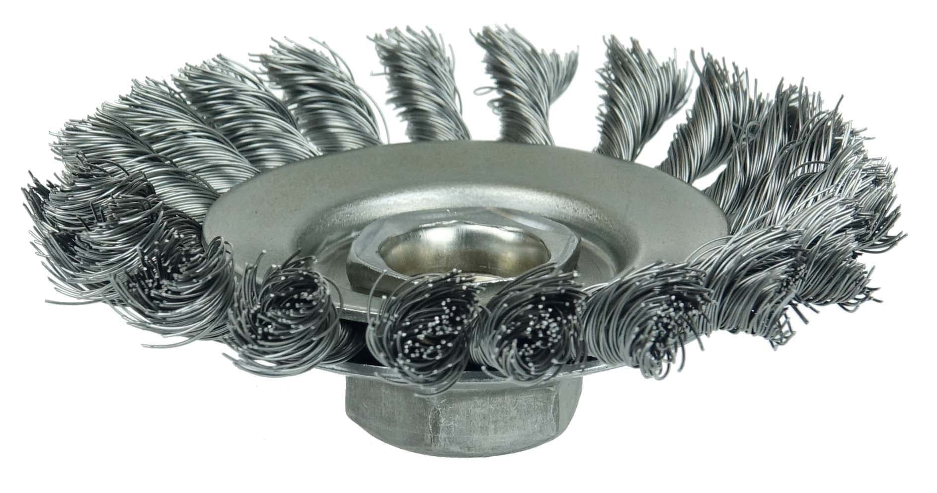 Picture of Knot Wire Bevel Brush 4", .014" Steel Fill, 5/8"-11 UNC Nut