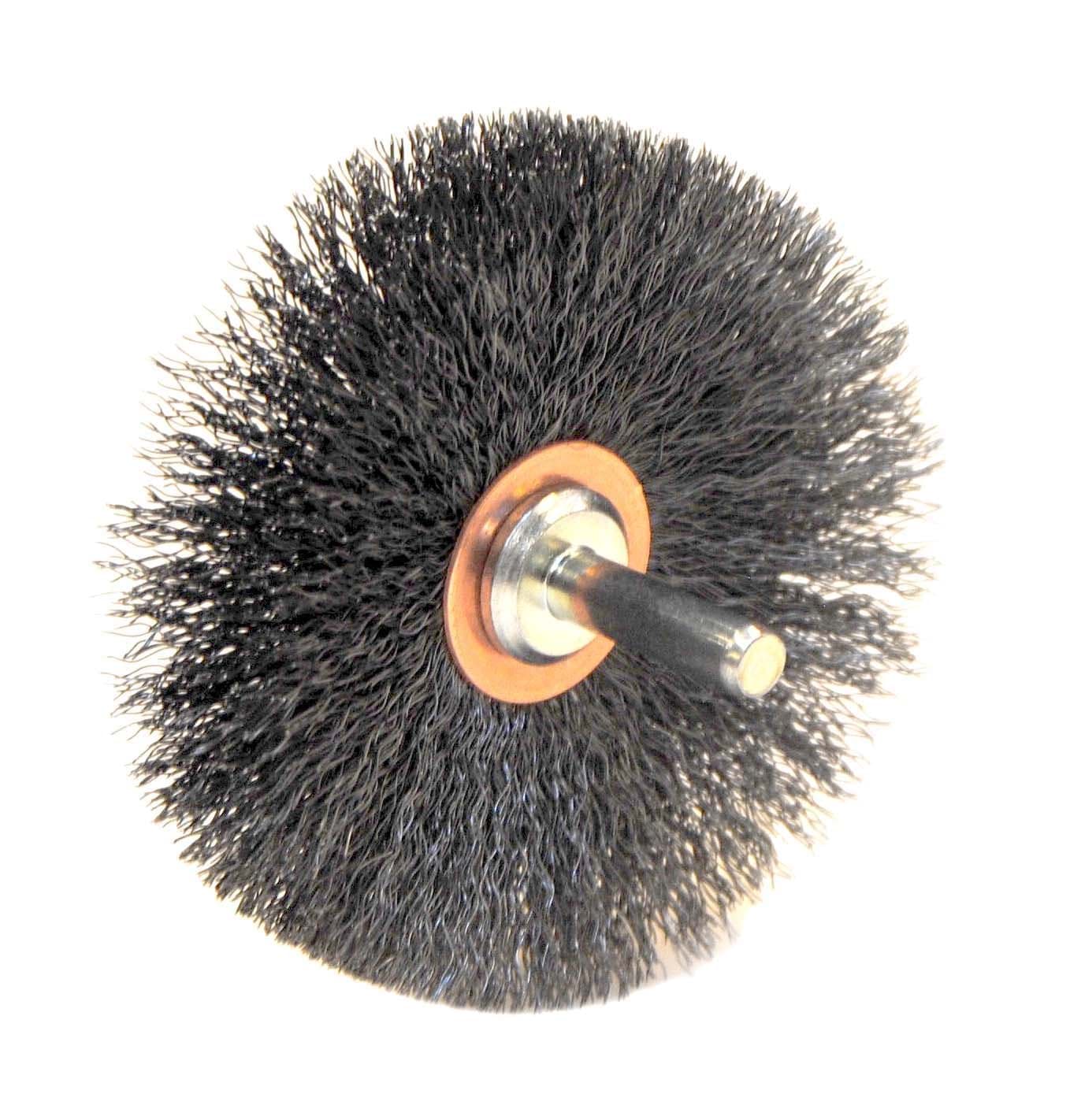 Picture of 3" Narrow Face Stem-Mounted Crimped Wire Wheel, .008" Steel Fill, 1/4" Stem