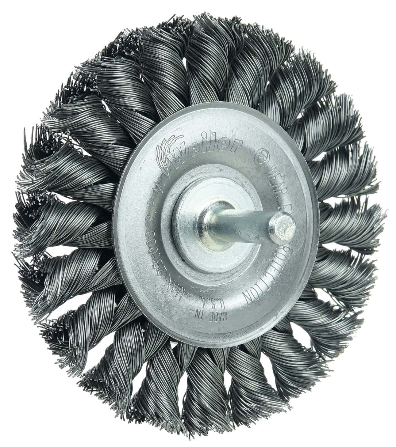 Picture of 3-1/4" Stem-Mounted Knot Wire Wheel, .014" Steel Fill, 1/4" Stem