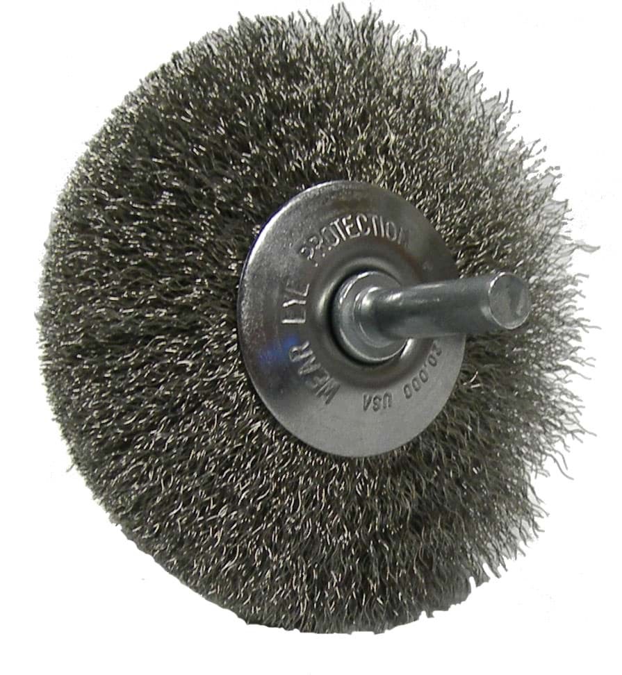 Picture of 2-1/2" Stem-Mounted Concave Crimped Wire Wheel, .014" Stainless Steel Fill, 1/4" Stem