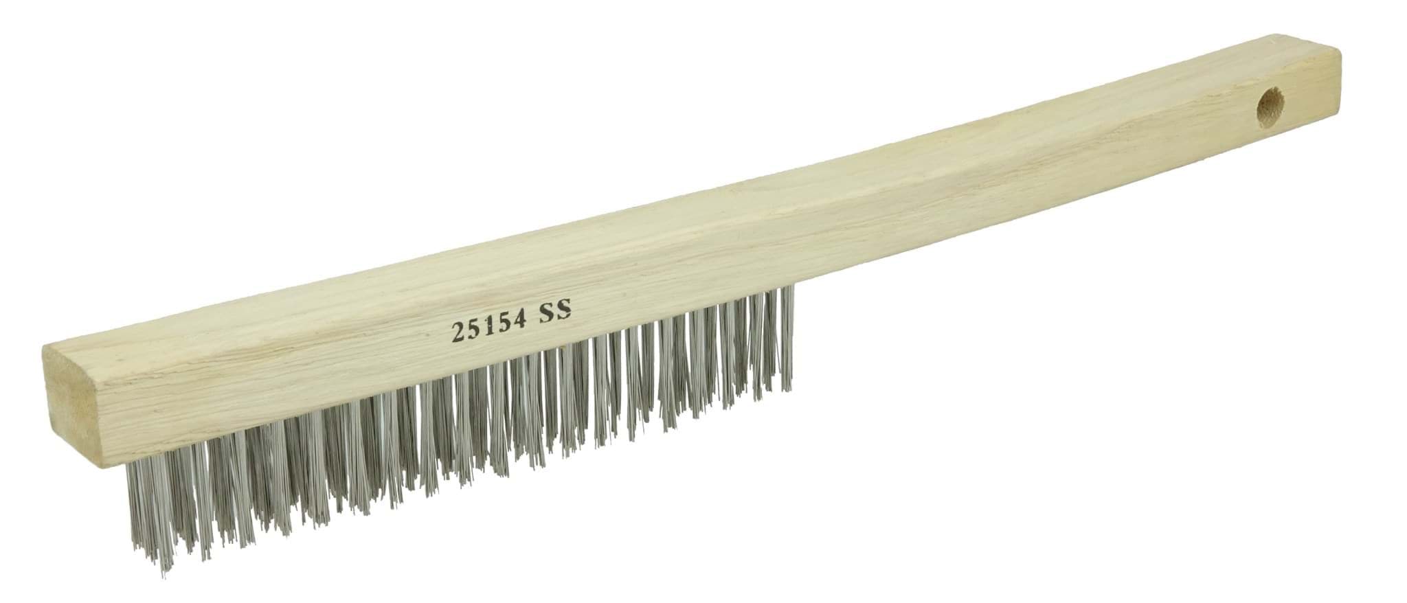 Picture of Vortec Pro Hand Wire Scratch Brush, .012 Stainless Steel Fill, Curved Handle, 3 x 19 Rows