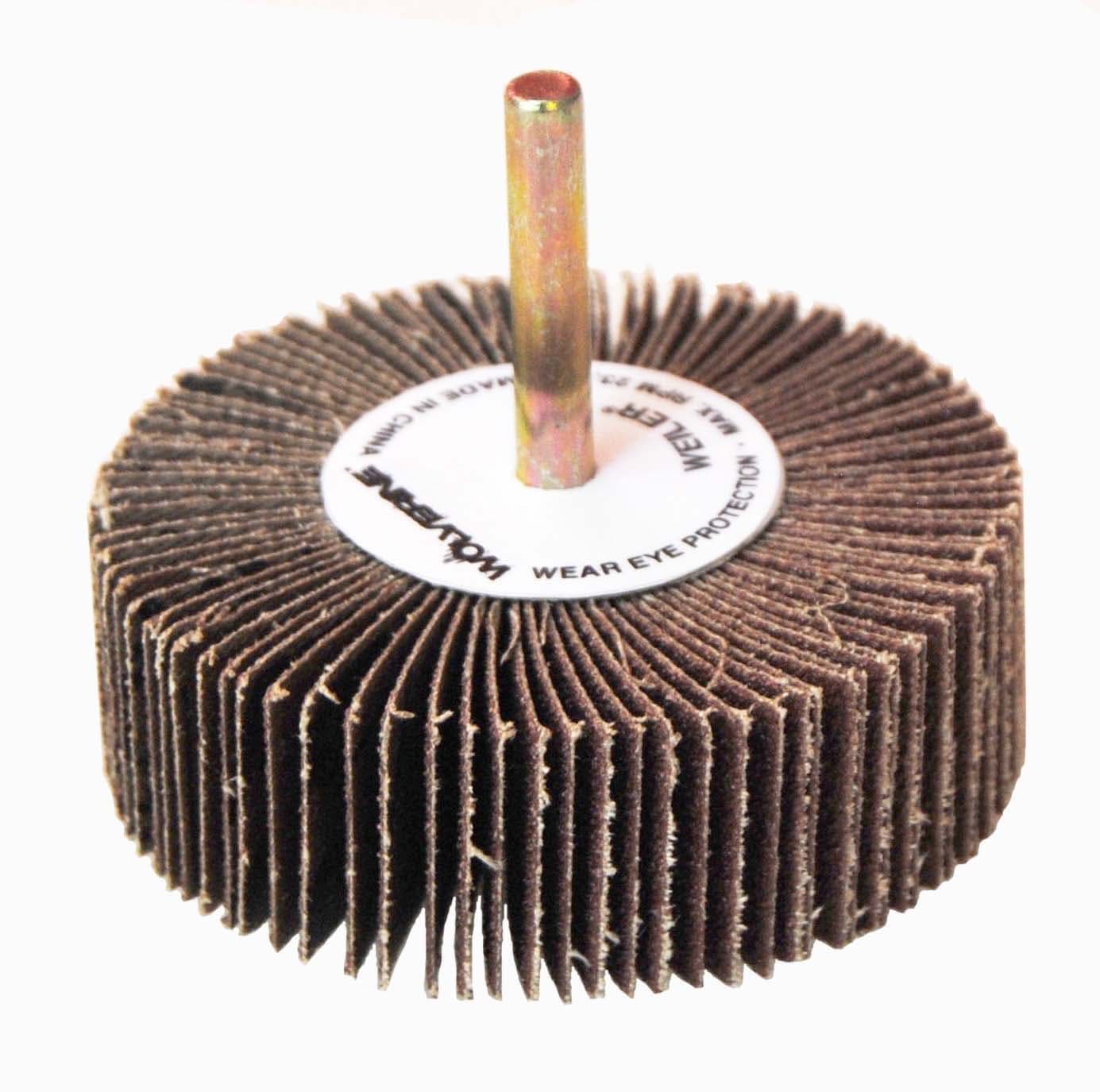Picture of 3" x 1" x 80AO Wolverine Coated Abrasive Flap Wheel, 1/4" Stem