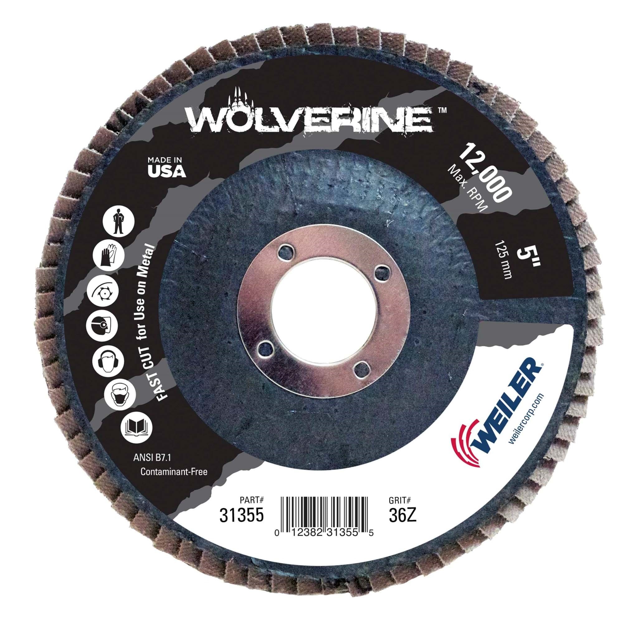 Picture of 5" Wolverine Abrasive Flap Disc, Conical (TY29), Phenolic Backing, 36Z, 7/8" Arbor Hole