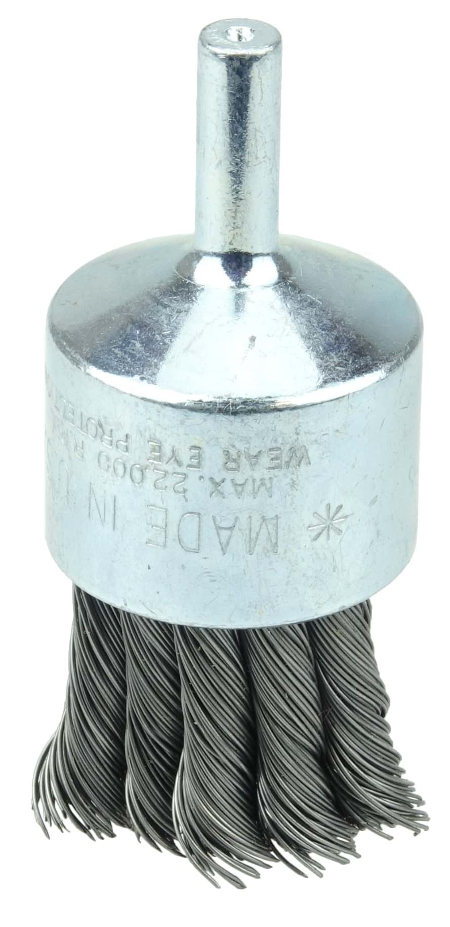 Picture of Wolverine 1" Knot Wire End Brush, 1/4" Stem, .020" Steel Fill, 1/4" Stem