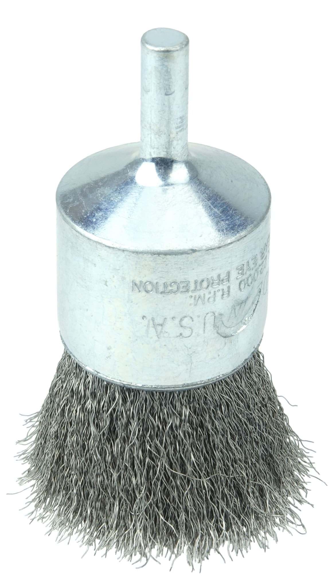 Picture of Wolverine 1" Crimped Wire End Brush, .006" Stainless Steel Fill, 1/4" Stem
