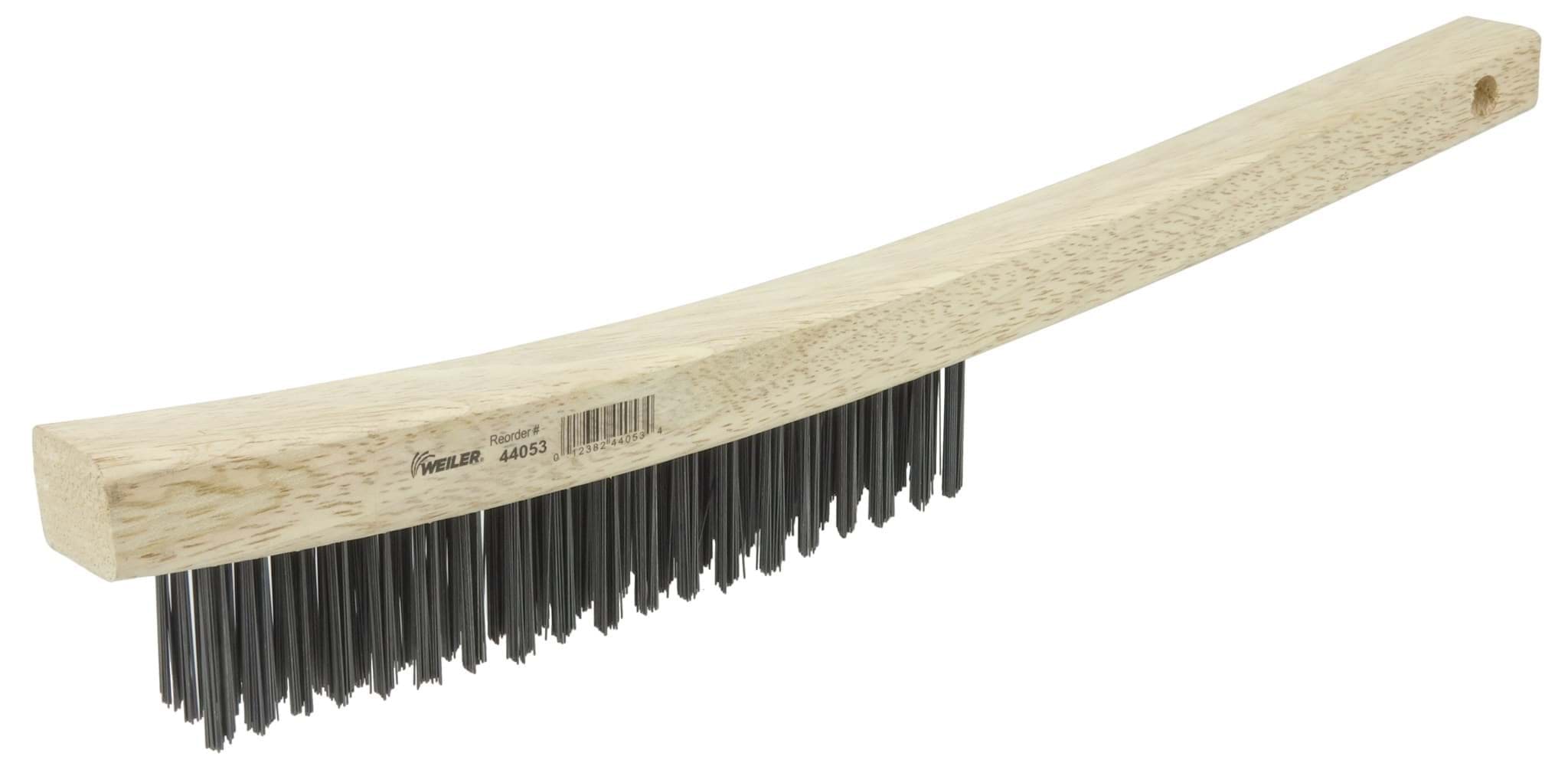Picture of Hand Wire Scratch Brush, .012 Carbon Steel Fill, Curved Handle, 3 x 19 Rows