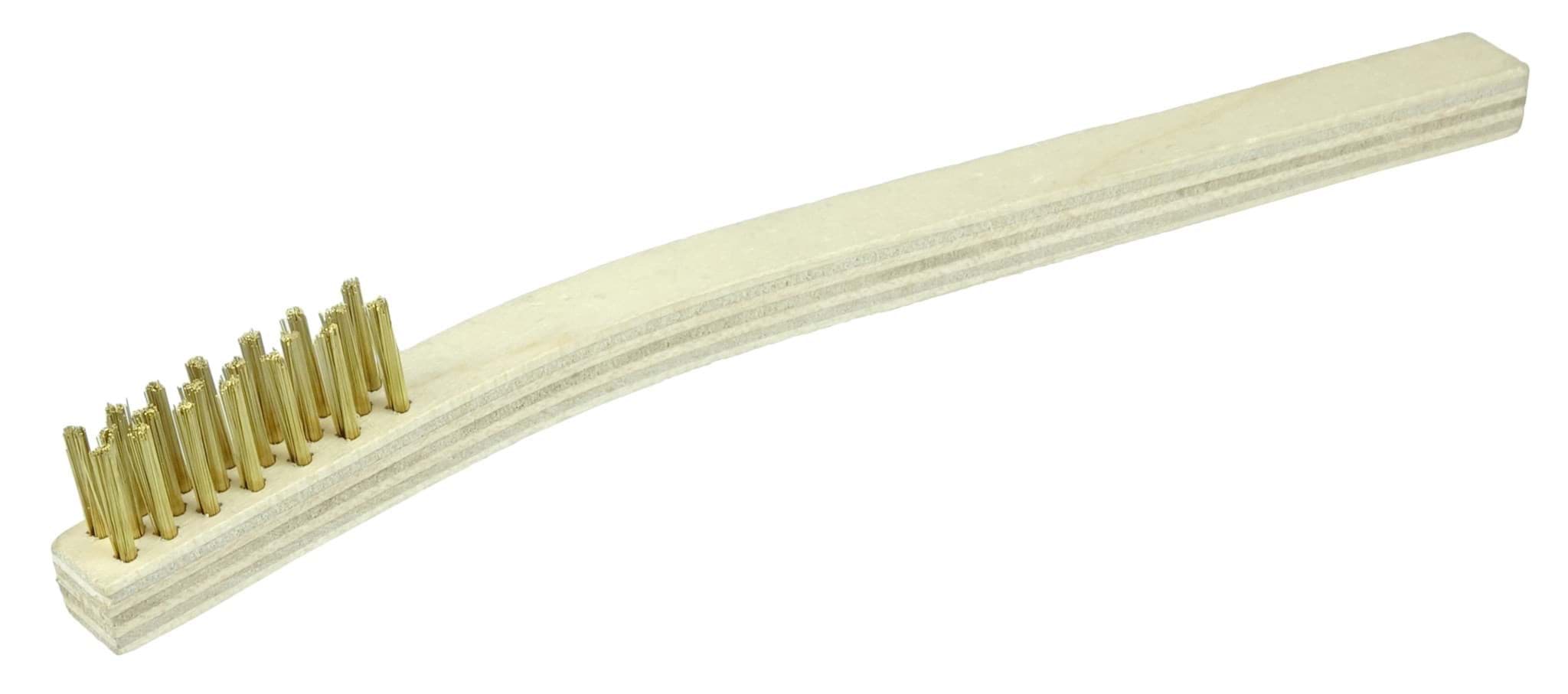 Picture of Small Hand Wire Scratch Brush, Brass Fill, Wood Block, 3 x 7 Rows