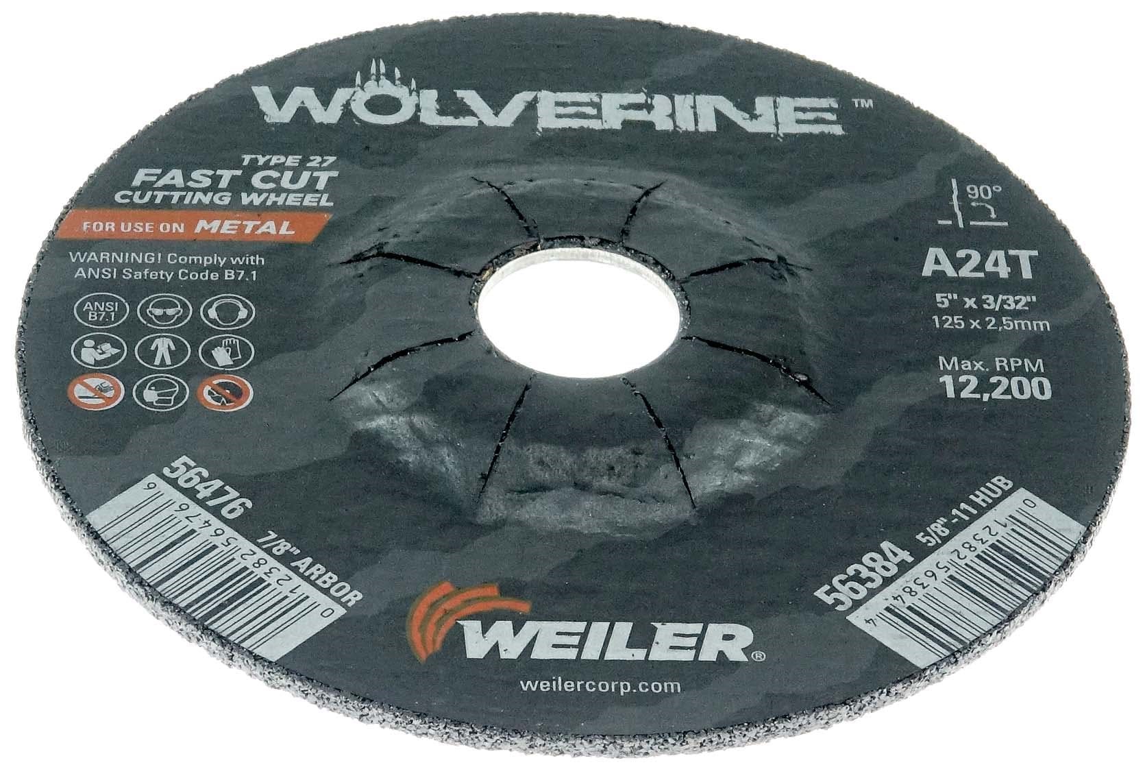 RopeSoapNDope. 5" x 3/32" Wolverine Type 27 Cutting Wheel, A24T, 7/8