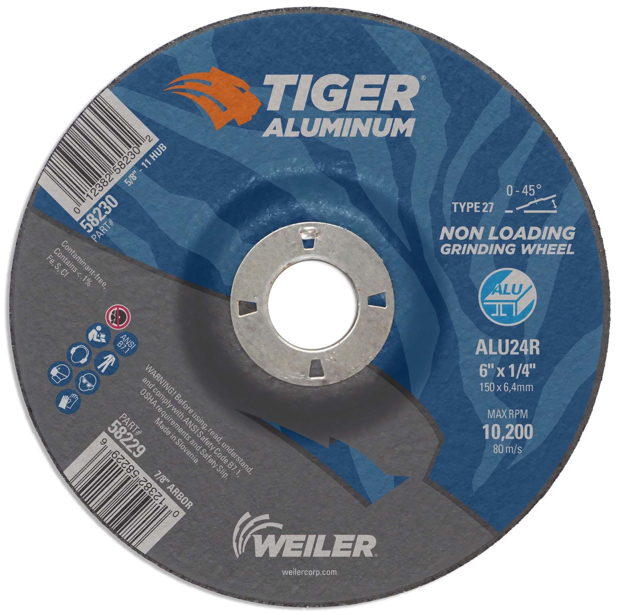 RopeSoapNDope. 6" x 1/4" Tiger Aluminum Type 27 Grinding Wheel ALU24R 7/8 Arbor Hole