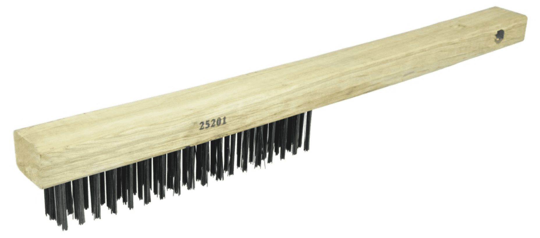 Picture of Vortec Pro Hand Wire Scratch Brush, .012 Carbon Steel Fill,  Curved Handle, 4 x 19 Rows